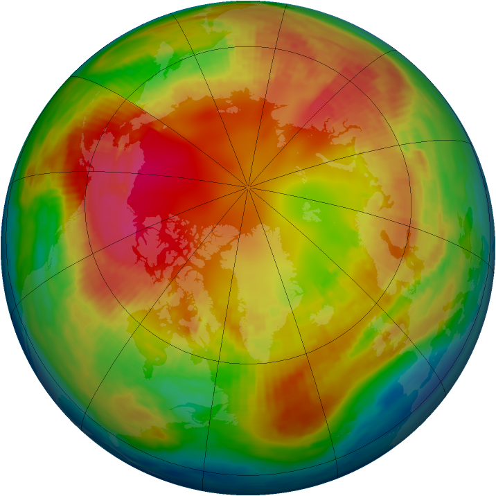 Arctic ozone map for 13 February 1985